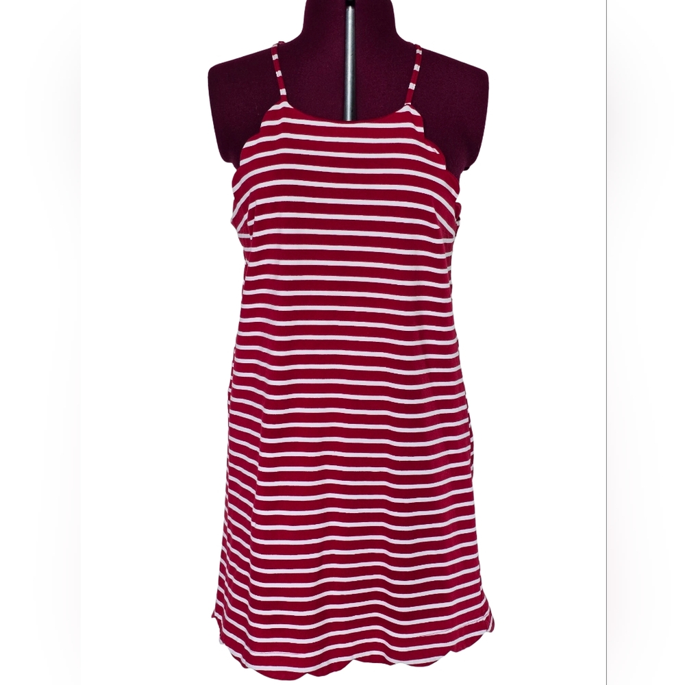 Paper Moon Red and White Striped Halter Sheath Dress Size S Brunch Vacation Sun